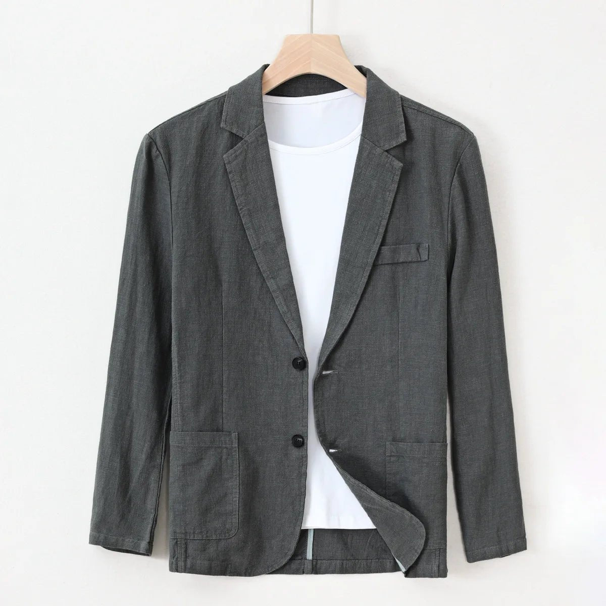 Elston Blazer — Lightweight Ramie Cotton Blazer with Tailored Fit (Gray XS) - | Zavonix