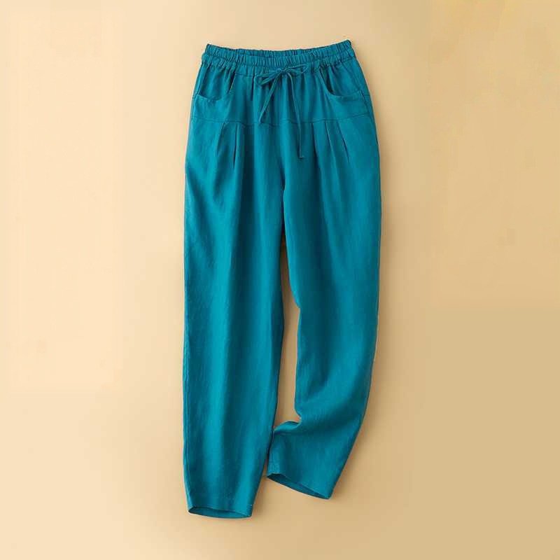 Elyra Linen Trousers — Soft Breathable Pants with Relaxed Fit and Elastic Waistband (Black XS) - | Zavonix
