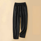 Elyra Linen Trousers — Soft Breathable Pants with Relaxed Fit and Elastic Waistband (Black XS) - | Zavonix