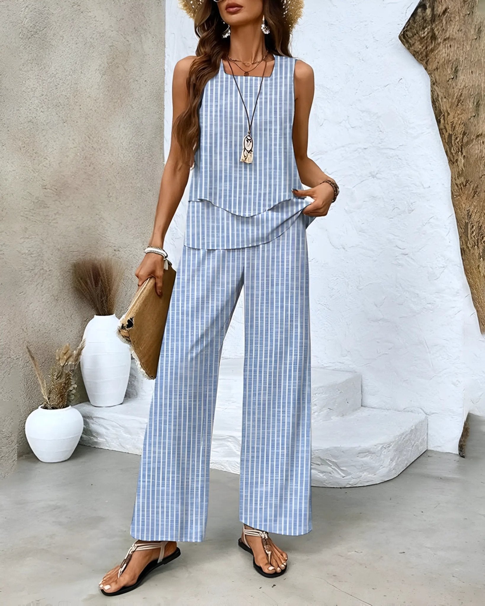 Elysia Breeze — Women's Lightweight Summer Two - Piece Outfit for Casual Style (Blue S) - Two - Piece Outfits | Zavonix