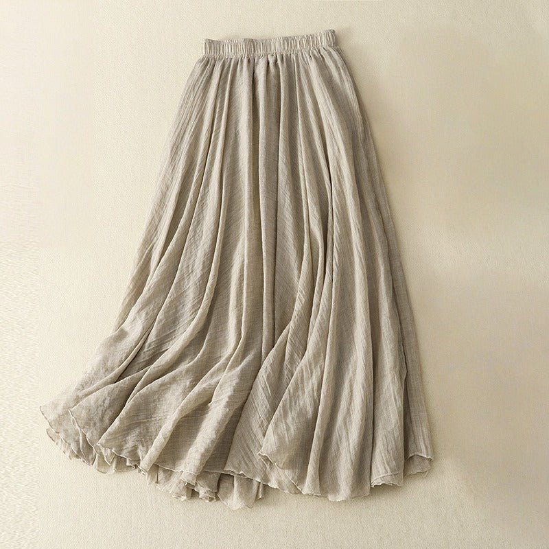 Elara Linen Skirt — Breathable Pleated Skirt with Stretch Waistband (Blue XS) - | Zavonix