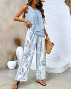 Elysia Women's Summer Two - Piece Outfit | Lightweight Breezy Ensemble for Casual Elegance (Light Blue S) - Two - Piece Outfits | Zavonix