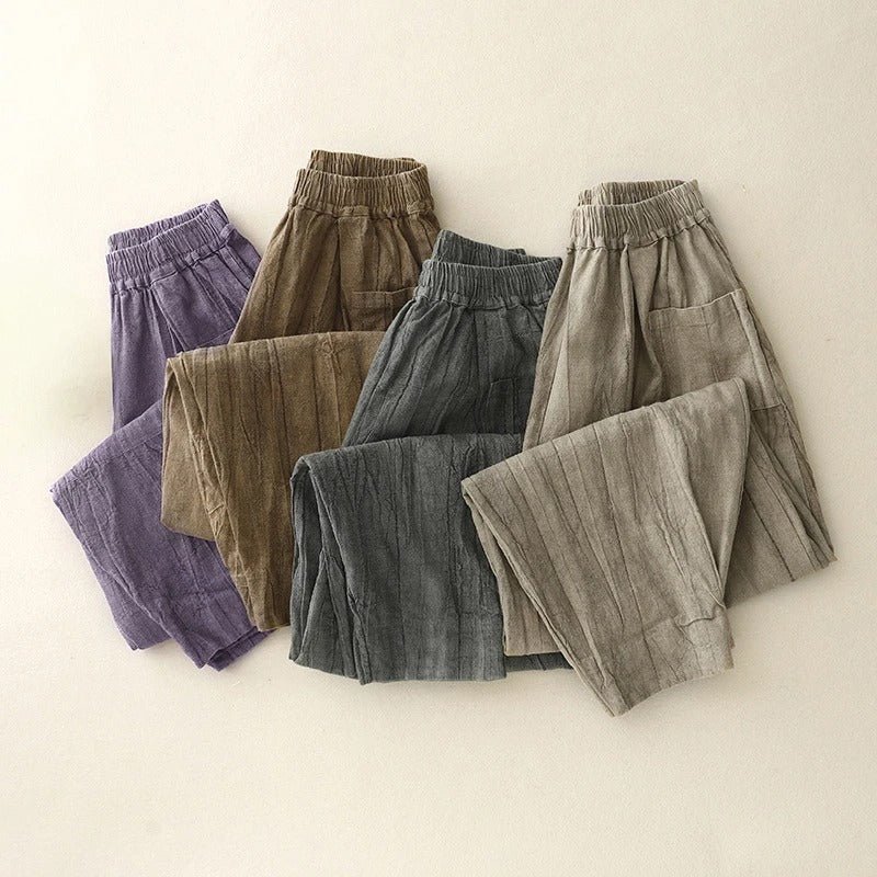 Elara Linen Pants — Lightweight Breathable Trousers with Oversized Pockets (Beige XS) - | Zavonix