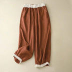 Elara Vintage Lace Linen Trousers — Lightweight Balloon Fit Pants for Comfort (Black XS) - | Zavonix