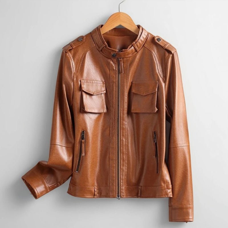 EVANA™ LEATHER COAT (Dark Orange XS) - | Zavonix