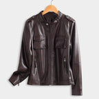 EVANA™ LEATHER COAT (Chocolate brown. XS) - | Zavonix