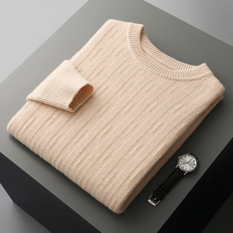 Elrien — Cashmere Merino Wool Sweater with Mock Neck (Beige S) - | Zavonix