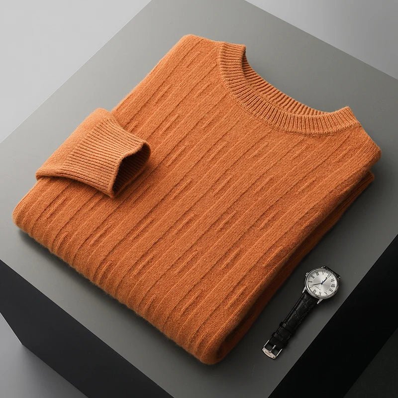 Elrien — Cashmere Merino Wool Sweater with Mock Neck (Orange S) - | Zavonix