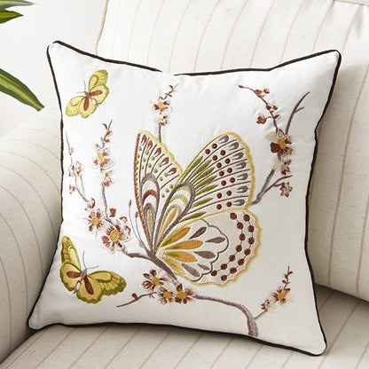 Embroidered Butterfly Cushion Cover in Cotton-Linen Blend – 45x45 cm Decorative Pillow Case 6