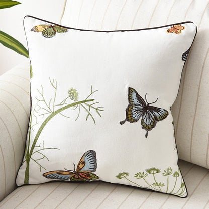 Embroidered Butterfly Cushion Cover in Cotton-Linen Blend – 45x45 cm Decorative Pillow Case 7