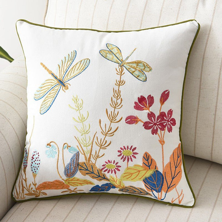 Embroidered Butterfly Cushion Cover in Cotton-Linen Blend – 45x45 cm Decorative Pillow Case 10
