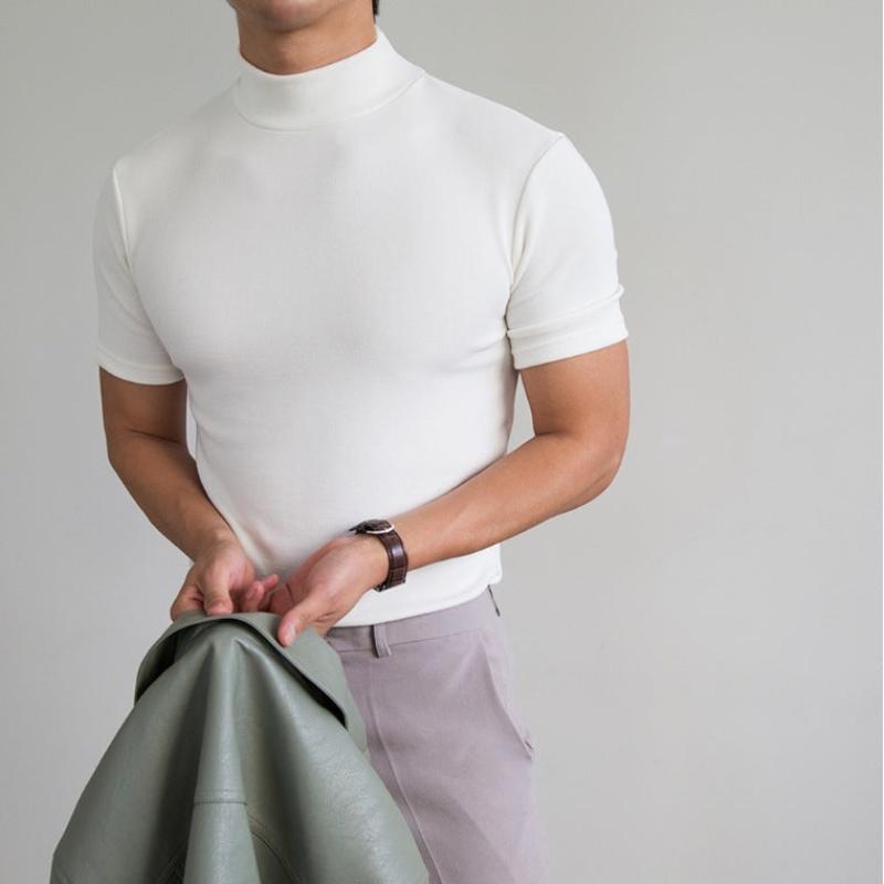 Emoryliss — Wrinkle - Resistant Silky Mock Neck Shirt with Relaxed Fit (White S) - | Zavonix