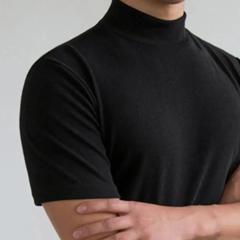 Emoryliss — Wrinkle - Resistant Silky Mock Neck Shirt with Relaxed Fit (Black S) - | Zavonix