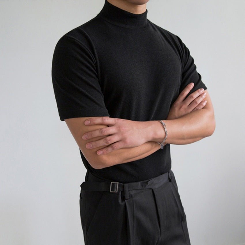 Emoryliss — Wrinkle - Resistant Silky Mock Neck Shirt with Relaxed Fit (Black S) - | Zavonix