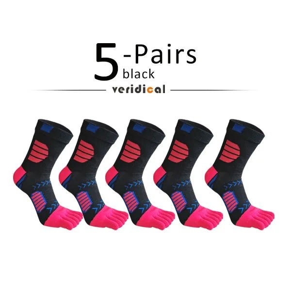 Ergonomic Cotton Blend Toe Socks — Breathable Support for All - Day Comfort (5 Pairs black 1 ) - | Zavonix