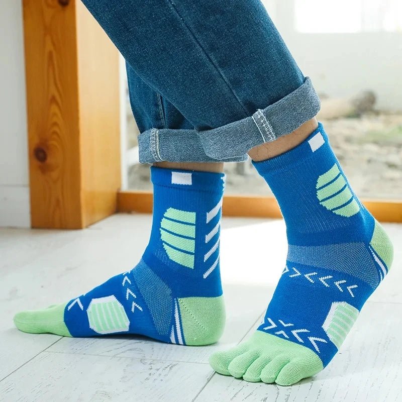 Ergonomic Cotton Blend Toe Socks — Breathable Support for All - Day Comfort (5 Pairs black ) - | Zavonix