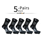 Ergonomic Cotton Blend Toe Socks — Breathable Support for All - Day Comfort (5 Pairs black ) - | Zavonix