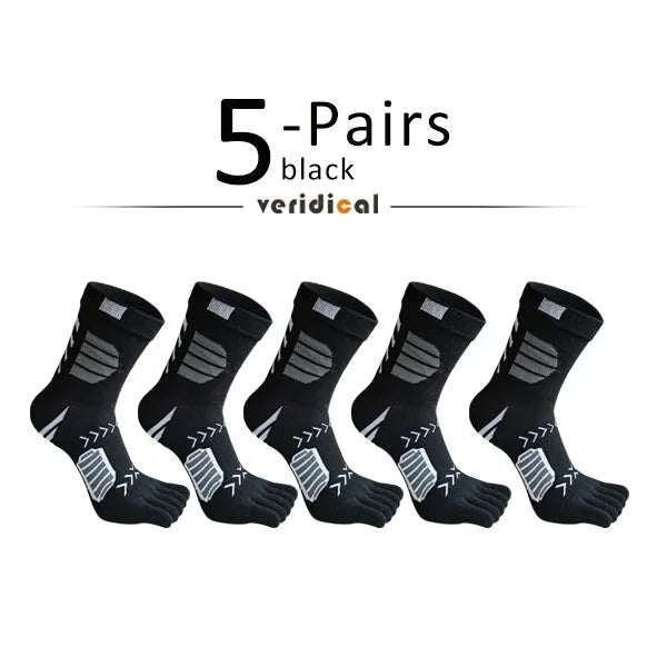 Ergonomic Cotton Blend Toe Socks — Breathable Support for All - Day Comfort (5 Pairs black ) - | Zavonix