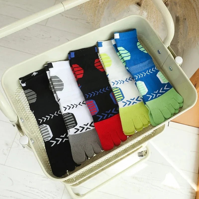 Ergonomic Cotton Blend Toe Socks — Breathable Support for All - Day Comfort (5 Pairs black ) - | Zavonix