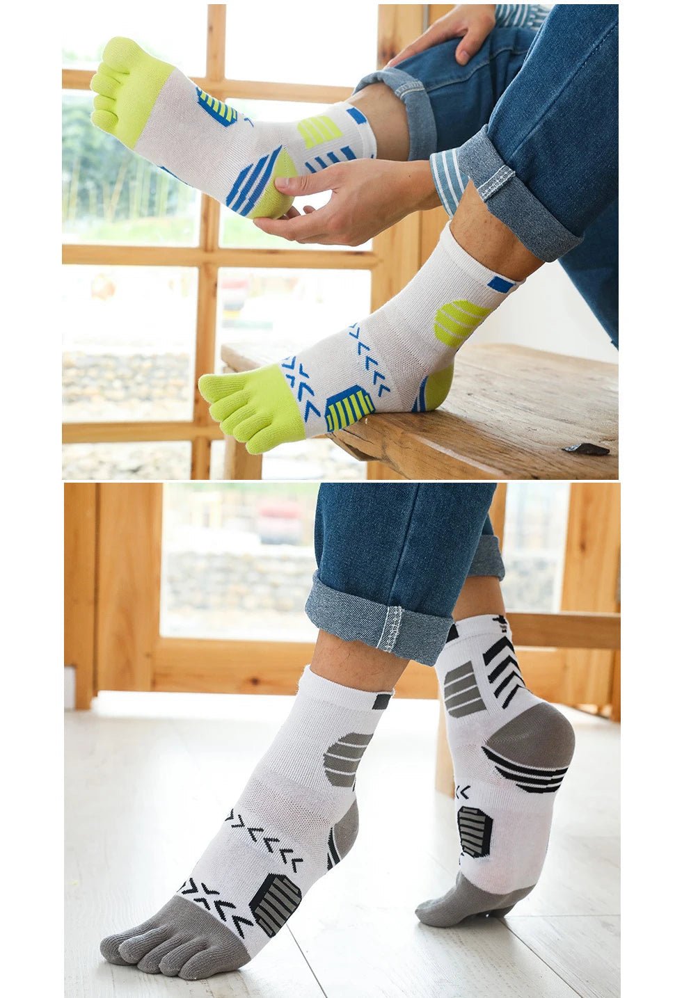 Ergonomic Cotton Blend Toe Socks — Breathable Support for All - Day Comfort (5 Pairs black ) - | Zavonix