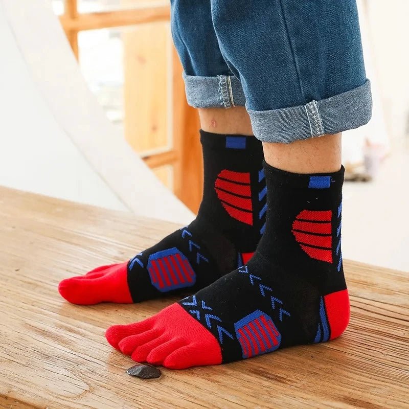 Ergonomic Cotton Blend Toe Socks — Breathable Support for All - Day Comfort (5 Pairs black ) - | Zavonix
