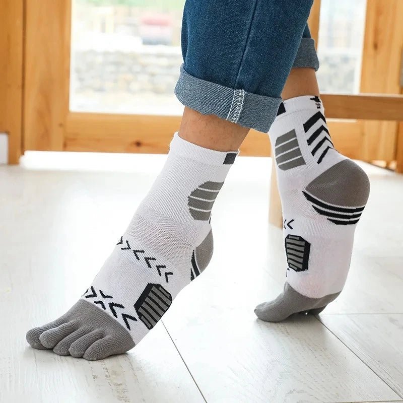 Ergonomic Cotton Blend Toe Socks — Breathable Support for All - Day Comfort (5 Pairs black ) - | Zavonix