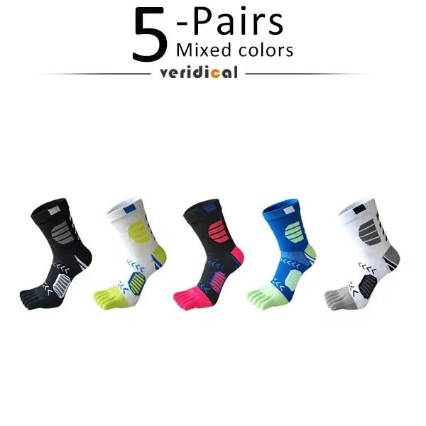 Ergonomic Cotton Blend Toe Socks — Breathable Support for All - Day Comfort (5 Pairs Mixed ) - | Zavonix