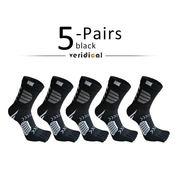 Ergonomic Cotton Blend Toe Socks — Breathable Support for All - Day Comfort (black ) - | Zavonix