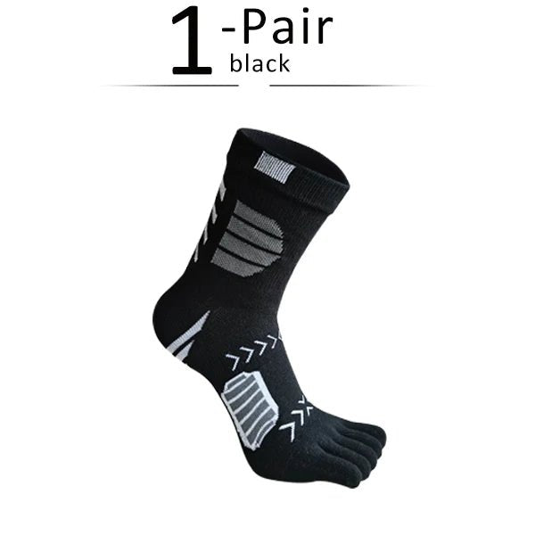 Ergonomic Cotton Blend Toe Socks — Breathable Support for All - Day Comfort (black ) - | Zavonix