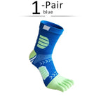 Ergonomic Cotton Blend Toe Socks — Breathable Support for All - Day Comfort (Blue ) - | Zavonix