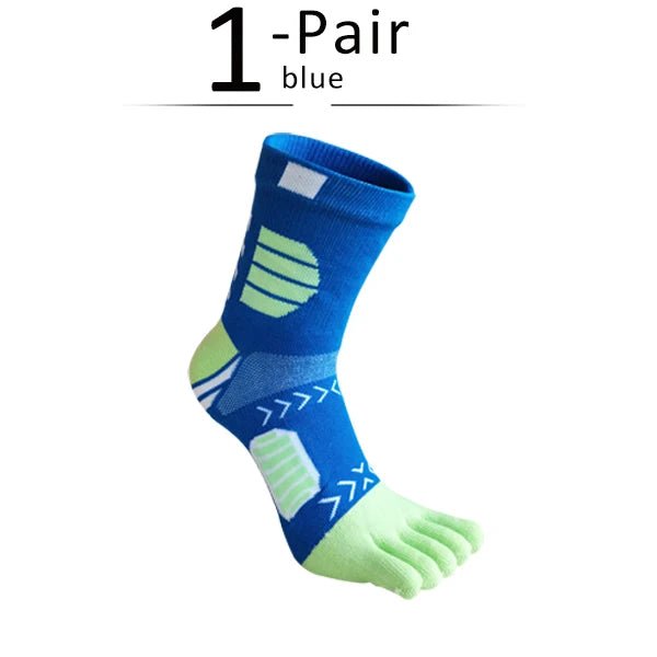 Ergonomic Cotton Blend Toe Socks — Breathable Support for All - Day Comfort (Blue ) - | Zavonix