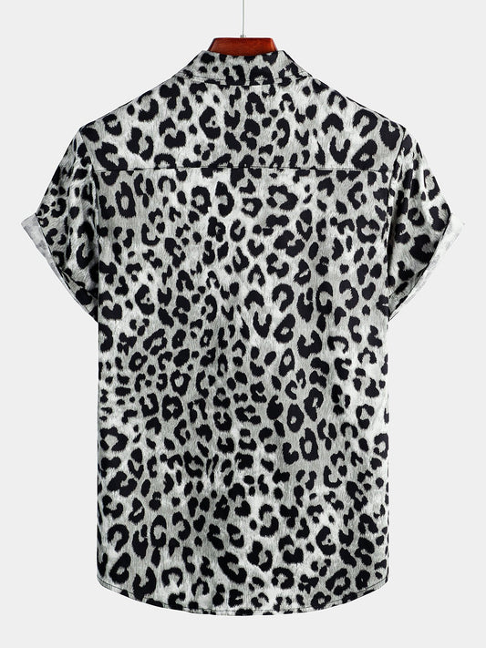 Eryndale — Men’s Cotton Stretch Shirt with Leopard Print Design - short - Zavonix