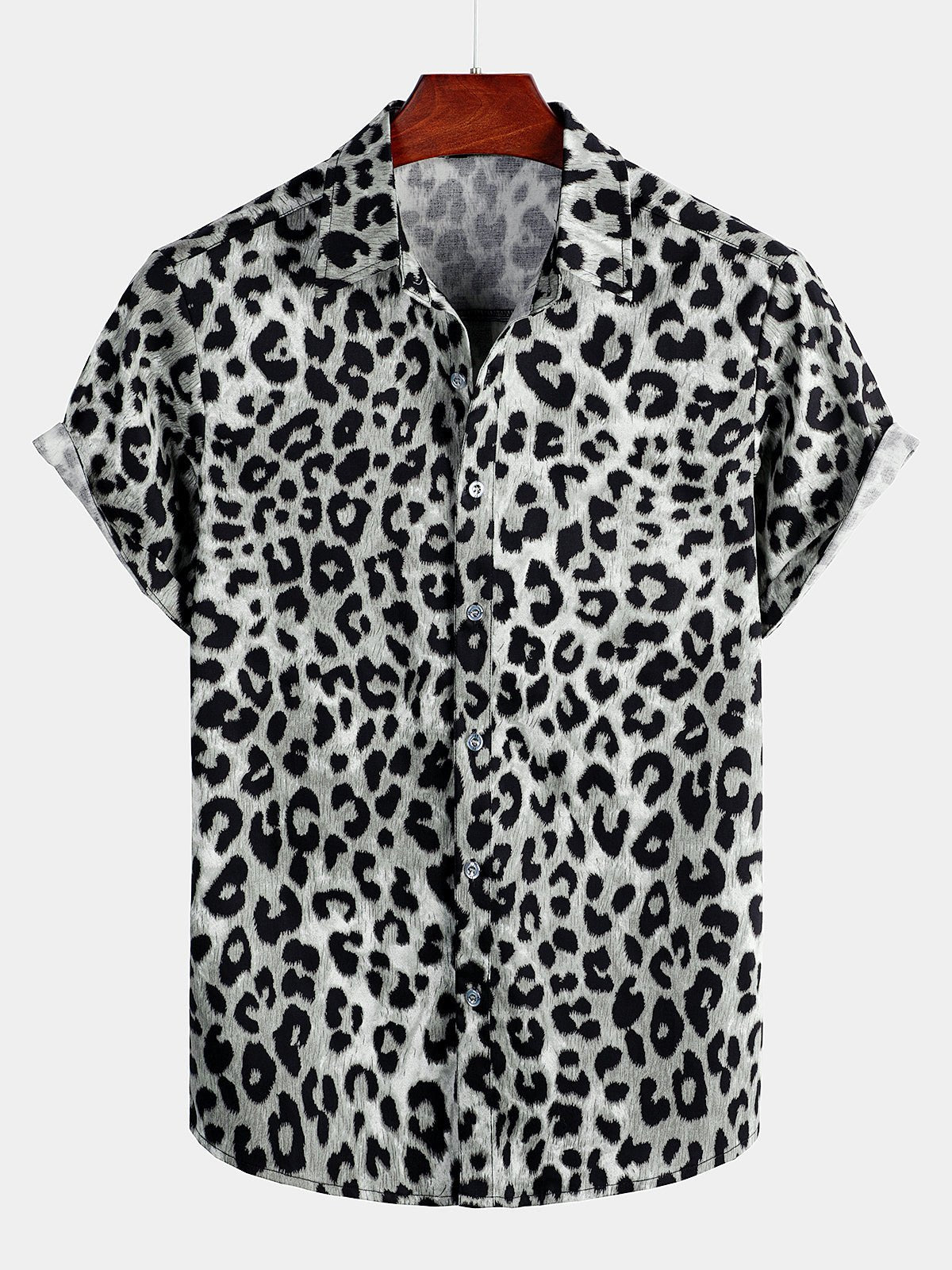 Eryndale — Men’s Cotton Stretch Shirt with Leopard Print Design (S ) - short | Zavonix