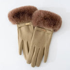 "Esta" Faux Fur Gloves (Gray ) - | Zavonix