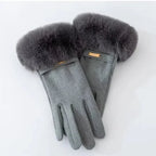 "Esta" Faux Fur Gloves (Gray ) - | Zavonix