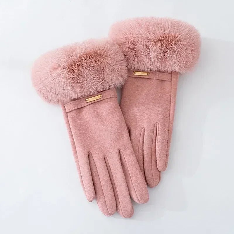 "Esta" Faux Fur Gloves (Gray ) - | Zavonix