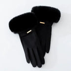 "Esta" Faux Fur Gloves (Gray ) - | Zavonix