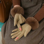 "Esta" Faux Fur Gloves (Purple ) - | Zavonix