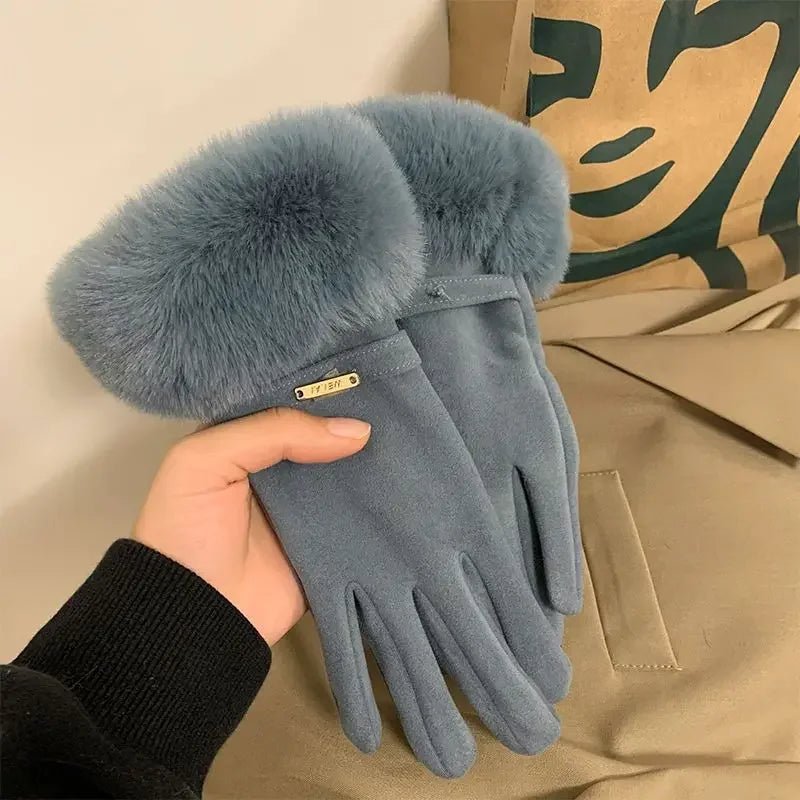 "Esta" Faux Fur Gloves (Purple ) - | Zavonix