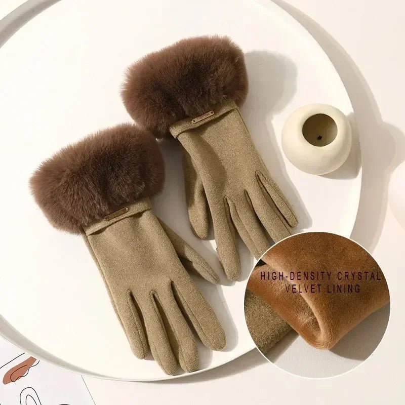 "Esta" Faux Fur Gloves (Purple ) - | Zavonix