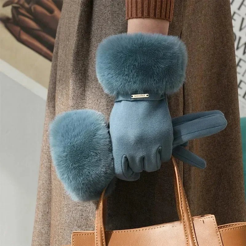 "Esta" Faux Fur Gloves (Purple ) - | Zavonix