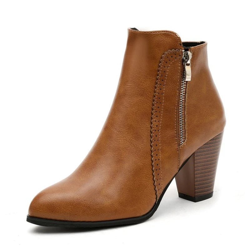 Eva Vegan Leather Retro Boots (Brown 4) - | Zavonix