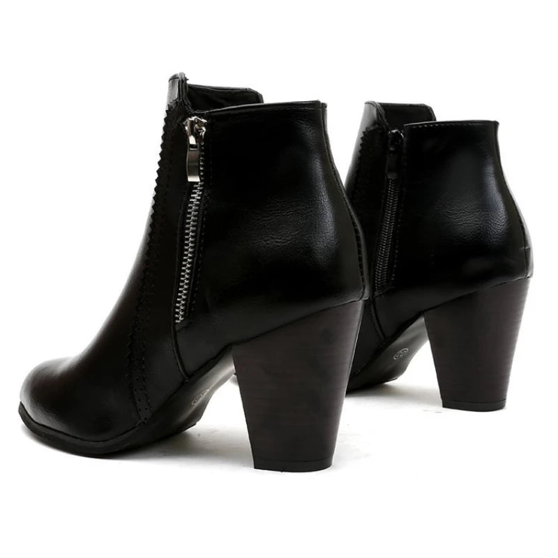 Eva Vegan Leather Retro Boots (Brown 4) - | Zavonix