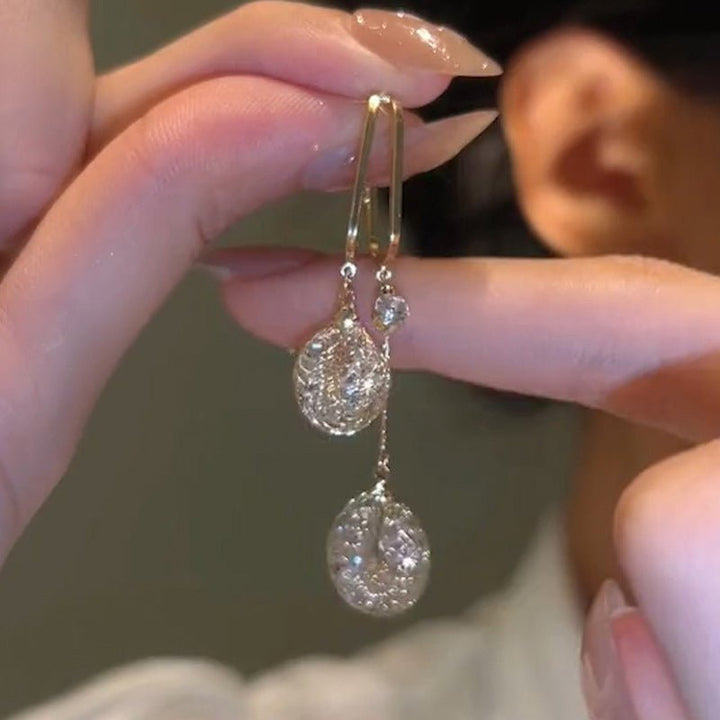 Evara Gold Crystal Tassel Drop Earrings Product Image 04