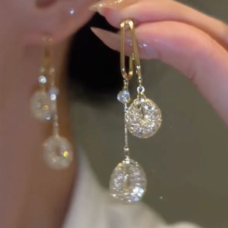 Evara Gold Crystal Tassel Drop Earrings Product Image 08