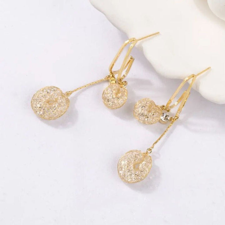 Evara Gold Crystal Tassel Drop Earrings Product Image 09