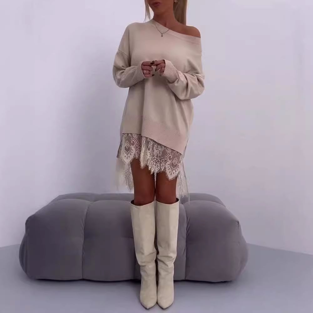 Evara Lace Trim Split Midi Skirt Product Image 03