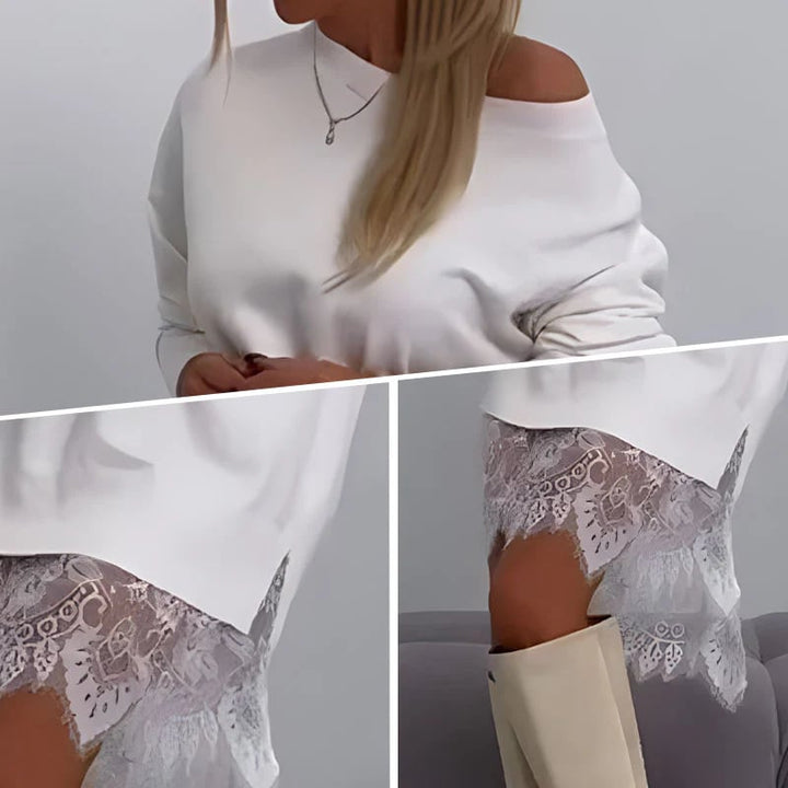 Evara Lace Trim Split Midi Skirt Product Image 05