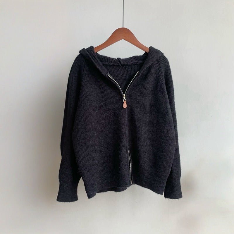 ELLA HOODED CARDIGAN (Black XS) - | Zavonix