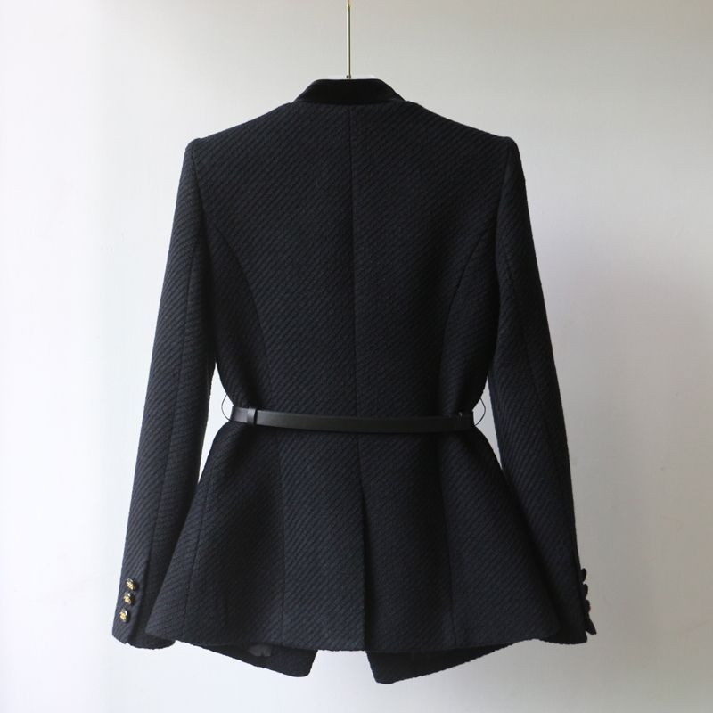 EBONY VELOUR BOUCLÉ COAT (Black XS) - | Zavonix